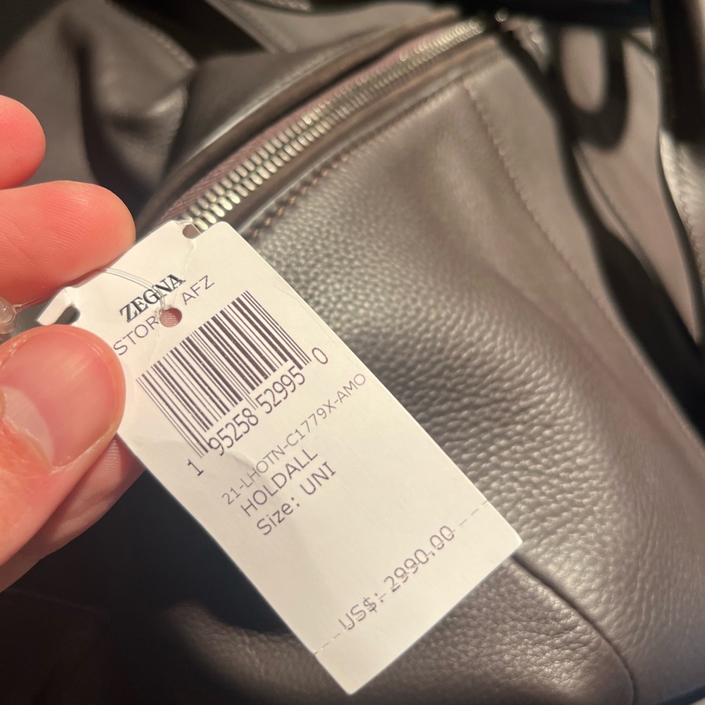 Ermenegildo Zegna Dark Brown Grained Leather Holdall - Picture 4 of 13